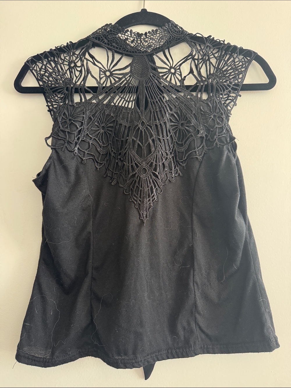 Black Crochet Yoke Sleeveless Camisole